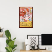 Drie Kleine Varkens Koken Wolf, Vintage Sprookje Poster (Thuiskantoor)