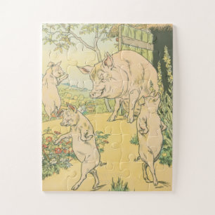 Drie kleine varkens legpuzzel