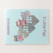 Drie Kleine Varkens met hun Gepersonaliseerde Huis Legpuzzel (Horizontaal)