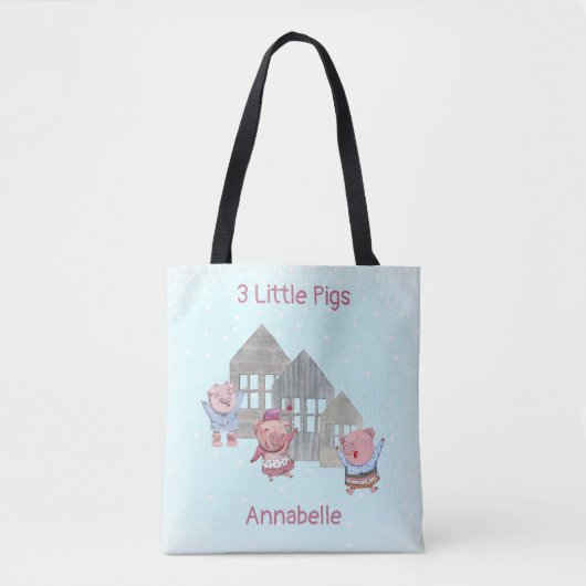 Drie Kleine Varkens met hun Gepersonaliseerde Huis Tote Bag (Voorkant)