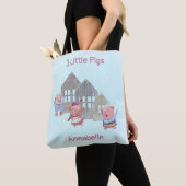 Drie Kleine Varkens met hun Gepersonaliseerde Huis Tote Bag (Dichtbij)