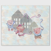 Drie kleine varkens met hun huizen cadeaupapier (Vlak)