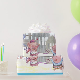 Drie kleine varkens met hun huizen cadeaupapier