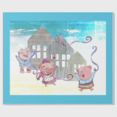 Drie kleine varkens met hun huizen cadeaupapier (Vlak)