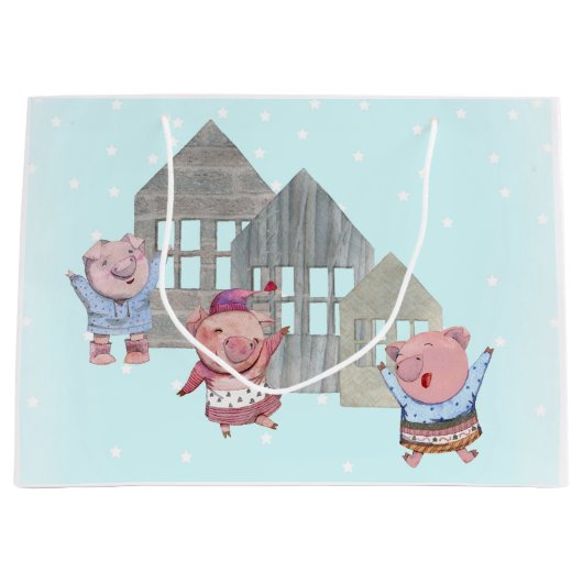 Drie kleine varkens met hun huizen groot cadeauzakje (Voorkant)