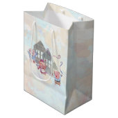 Drie kleine varkens met hun huizen medium cadeauzakje (Voorkant Gekanteld)