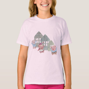 Drie kleine varkens met hun huizen t-shirt
