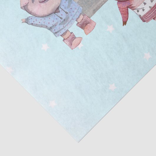 Drie kleine varkens met hun huizen tissuepapier (Detail)