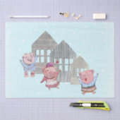 Drie kleine varkens met hun huizen tissuepapier (Craft)