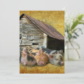 Drie kleine varkens op de bijtende schuur bedankkaart (Staand voorkant)