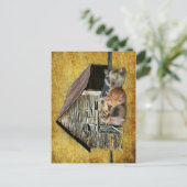 Drie kleine varkens op de bijtende schuur briefkaart (Staand voorkant)