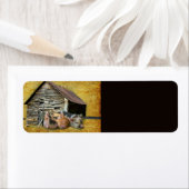 Drie kleine varkens op de bijtende schuur etiket (Insitu)