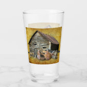 Drie kleine varkens op de bijtende schuur glas (Achterkant)