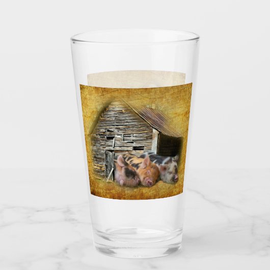 Drie kleine varkens op de bijtende schuur glas (Voorkant)