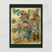 Drie Kleine Varkens Oude Sprookje Briefkaart (Voorkant)