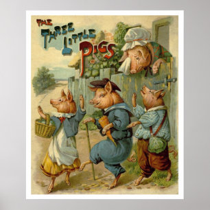 Drie Kleine Varkens Oude Sprookje Poster