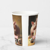 Drie kleine varkens Verjaardagstaart Papieren Bekers (Rechts)