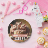 Drie kleine varkens Verjaardagstaart Papieren Bordje (Feest)