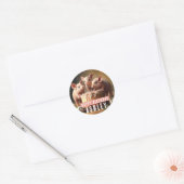 Drie kleine varkens Verjaardagstaart Ronde Sticker (Envelop)