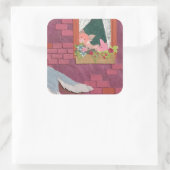 Drie kleine varkens vierkante sticker (Tas)