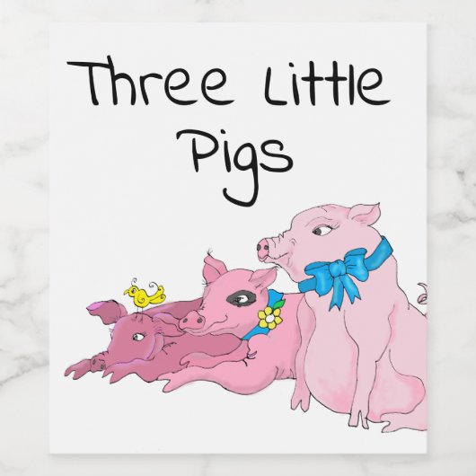 Drie kleine varkens wijn etiket (Enkel label)