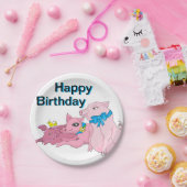 drie kleine varkensverjaardag papieren bordje (Feest)
