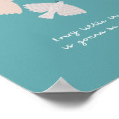 Drie kleine vogelliedje Blauwgroen slaapkamer kuns Poster (Hoek)