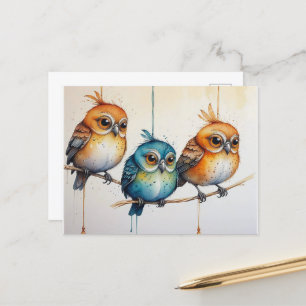 Drie kleine vogels briefkaart