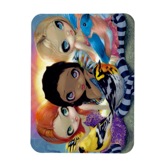 "Drie kleine vogels" magneet (Verticaal)