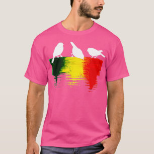Drie kleine vogels met Rasta-kleuren T-shirt