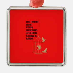 Drie kleine vogels metalen ornament