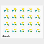 Drie kleine vogels ronde sticker (Vel)