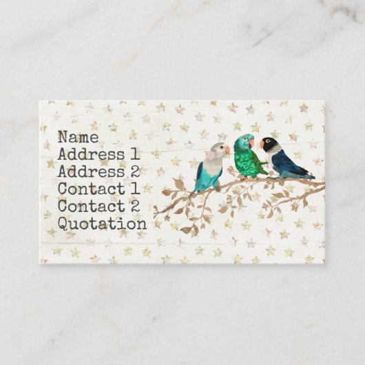 DRIE KLEINE VOGELS Visitekaartje (Voorkant)