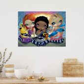 Drie kleine vogeltjes ART PRINT-vogelverschrikkero Poster (Keuken)