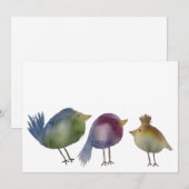 Drie kleine vogeltjes, Waterverf schilderij Bedankkaart (Voorkant / Achterkant)