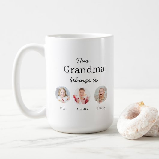 Drie kleinkinderen gepersonaliseerd koffiemok (Met donut)