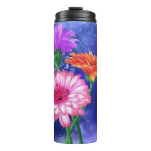 Drie kleur Gerberas Thermal Tumbler Painting Thermosbeker