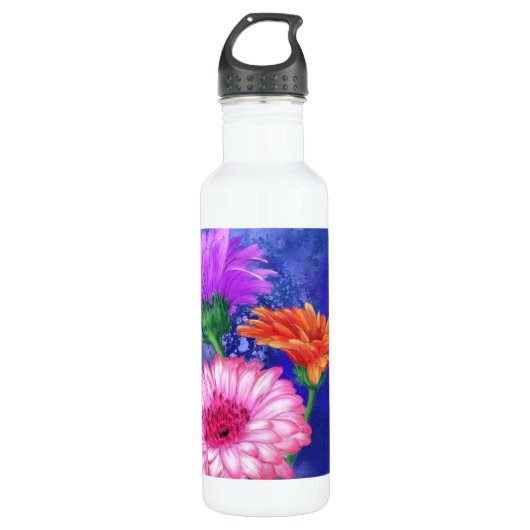 Drie kleur Gerberas water flessenschilders Waterfles (Voorkant)