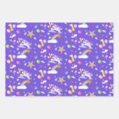 Drie kleuren 1e verjaardag eenhoorn patroon inpakpapier vel (Voorkant)