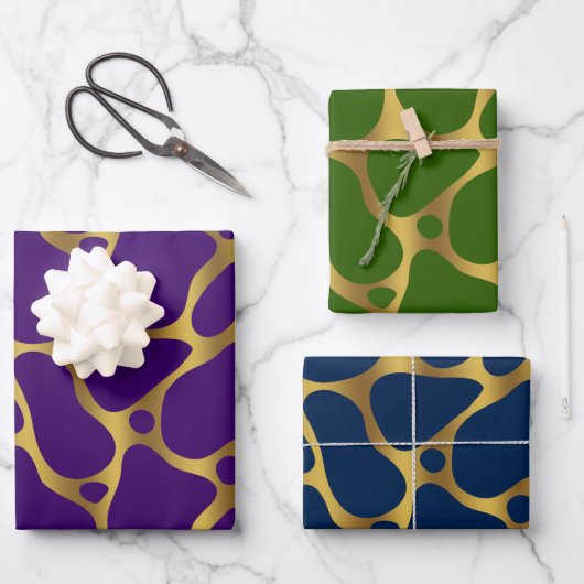 Drie kleuren abstract girafpatroon 2 inpakpapier vel (Voorkant)
