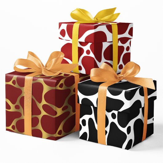 Drie kleuren abstract girafpatroon inpakpapier vel