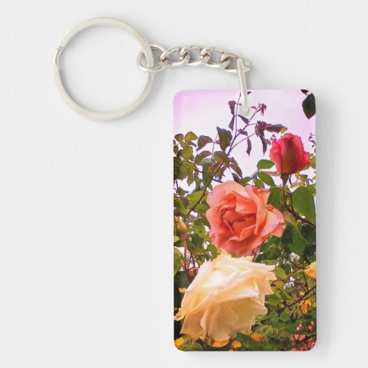 Drie kleuren bloemen sleutelhanger (Voorkant)