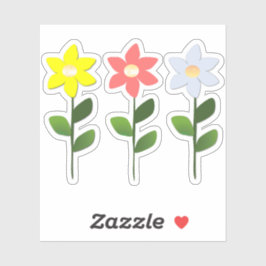 Drie kleuren bloemen Sticker