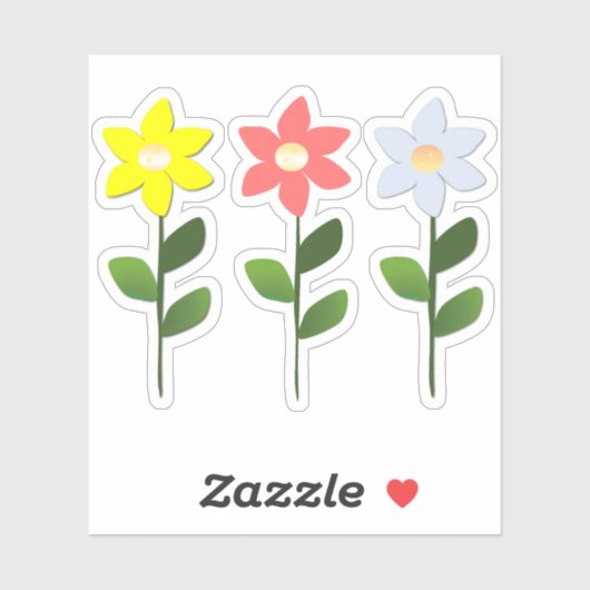 Drie kleuren bloemen Sticker (Vel)