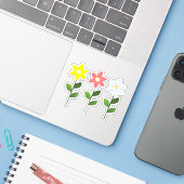 Drie kleuren bloemen Sticker (Laptop met iPhone)