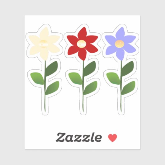 Drie kleuren bloemen Sticker (Vel)