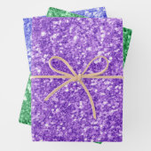 Drie kleuren faux glitter textuur inpakpapier vel (In situ)