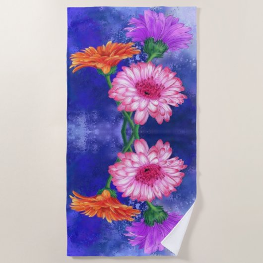 Drie kleuren Gerberas Beach Handdoeken (Voorkant)