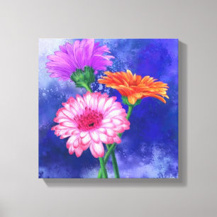 Drie kleuren Gerberas Canvas afdrukken - schildere