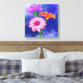 Drie kleuren Gerberas Canvas afdrukken - schildere (Insitu (Slaapkamer))